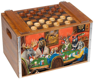 Checkerboard Box - Linda Picken Animals Playing Poker