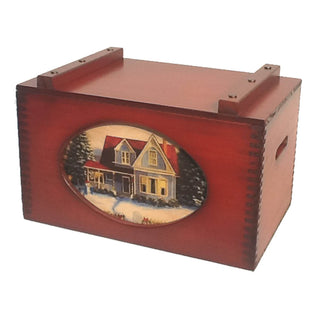 Red Roof House Wooden Storage Box