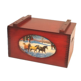 Farm Horses Wooden Storage Box