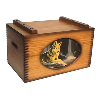 Wolf On the Rock Wooden Storage Box