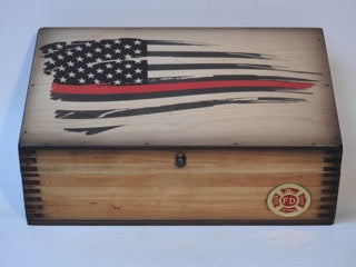 Flag Desk Box - Firefighter Medallion